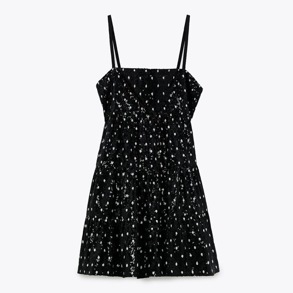 NWT Zara sequin polka dot baby doll mini holiday dress - Picture 7 of 13